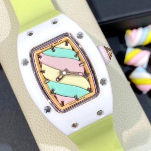 Richard Mille RM 007 White Macaron Yellow Strap Clone, White Case, Pastel Dial, Yellow Rubber Strap