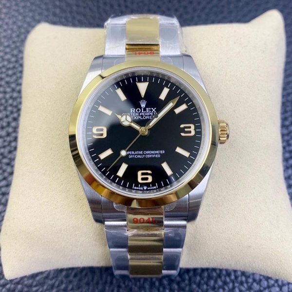 rolex explorer gold two tone clone replica watch