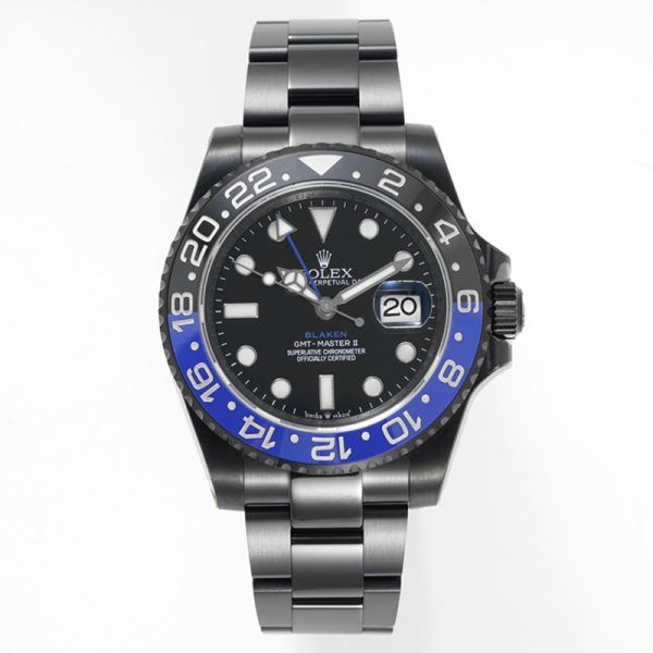 Rolex GMT-Master II Black Blue Bezel Clone 40MM black DLC