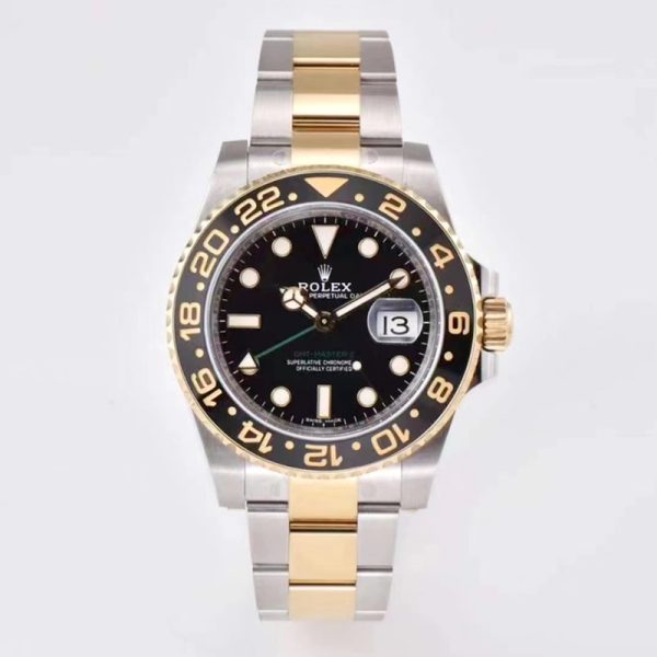 Rolex GMT-Master Gold Dial Circle Clone black bezel gold steel