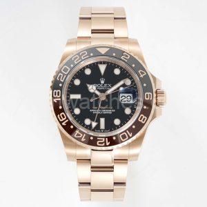 rolex gmt master ii rose gold black dial clone replica watch