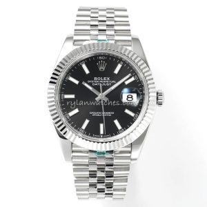 Rolex Datejust 41mm black dial clone with steel bezel and Swiss movement