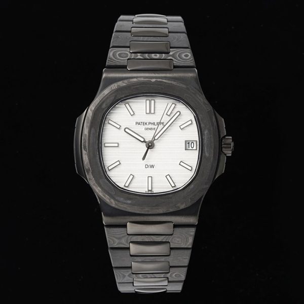 Patek Philippe Nautilus 5711 DIW Carbon White Dial Clone, Carbon Case, White Dial, Swiss Clone