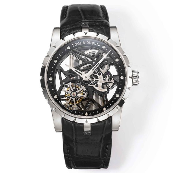 Roger Dubuis Excalibur Skeleton Silver Black Clone RDDBEX0393