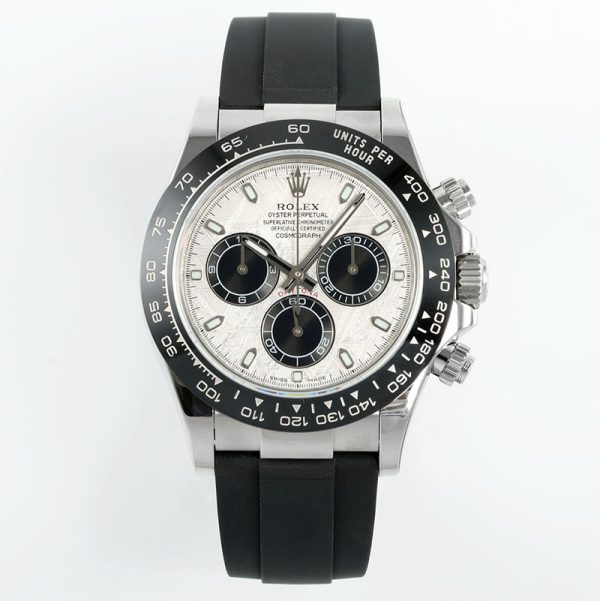 Rolex Daytona Meteorite Dial with Black Rubber Strap Steel Case Replica Watch