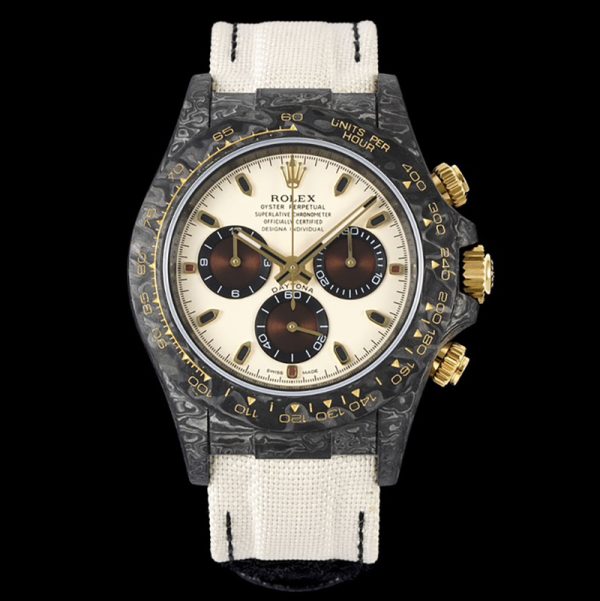 Rolex Daytona Carbon Fiber Panda Dial with White Strap