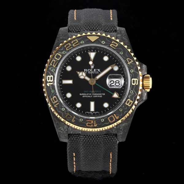 Rolex DIW GMT Master II Carbon Fiber Gold II Clone 40MM carbon case gold ceramic bezel