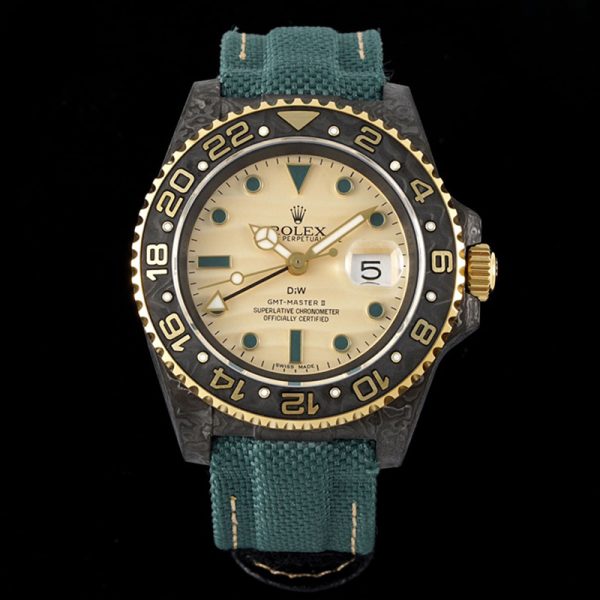 rolex diw gmt master ii carbon fiber green woven clone replica watch