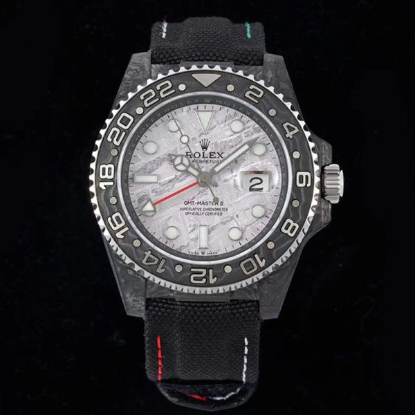 Rolex DIW GMT Master II Carbon Fiber White II Clone 40MM carbon case white strap