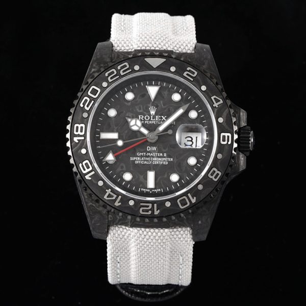 rolex diw gmt master ii carbon fiber white strap clone replica watch