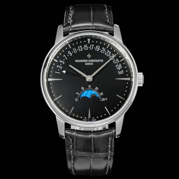 Vacheron Constantin Patrimony Moonphase Steel Black Clone Watch