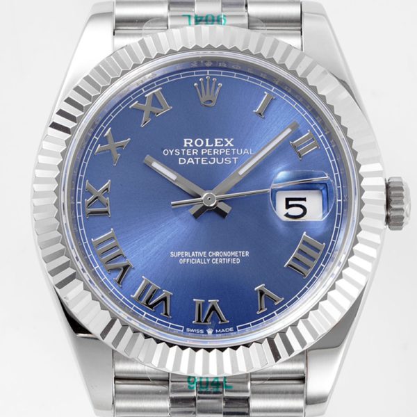Rolex Datejust Clone with Blue Dial and Stainless Steel Bracelet 41MM (Copy)