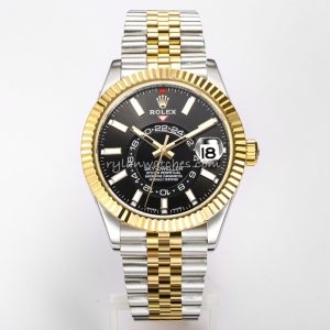 Rolex Sky-Dweller Two-Tone Black Dial Jubilee Clone