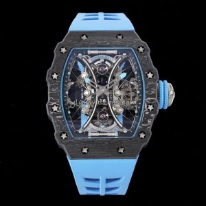 Richard Mille RM50-03 Tourbillon Clone Carbon Fiber Case and Blue Rubber Strap