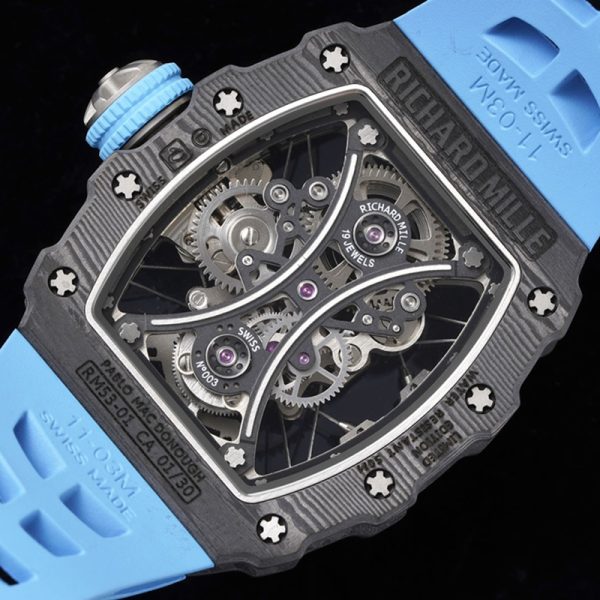 Richard Mille RM27-03 Tourbillon Clone with Carbon Fiber Case and Black Rubber Strap (Copy)