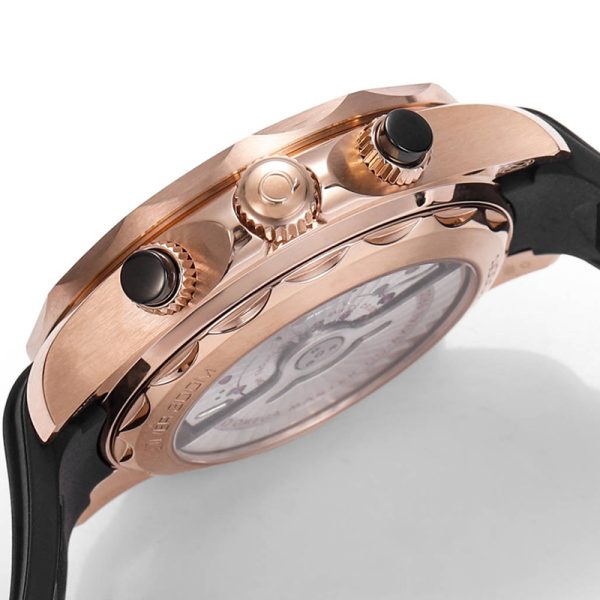 Omega Seamaster Diver 300m Clone Black Dial Rose Gold Rubber Strap 44mm (Copy)