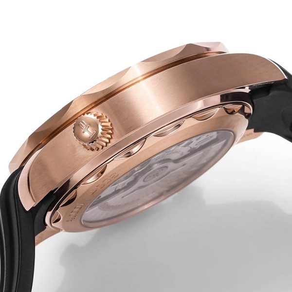 Omega Seamaster Diver 300m Clone Black Dial Rose Gold Rubber Strap 44mm (Copy)