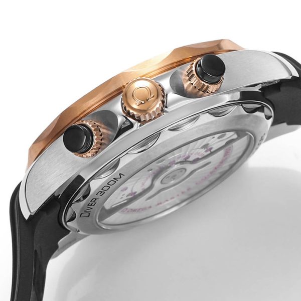 Omega Seamaster Diver 300m Clone Black Dial Rose Gold Accents 44mm (Copy)