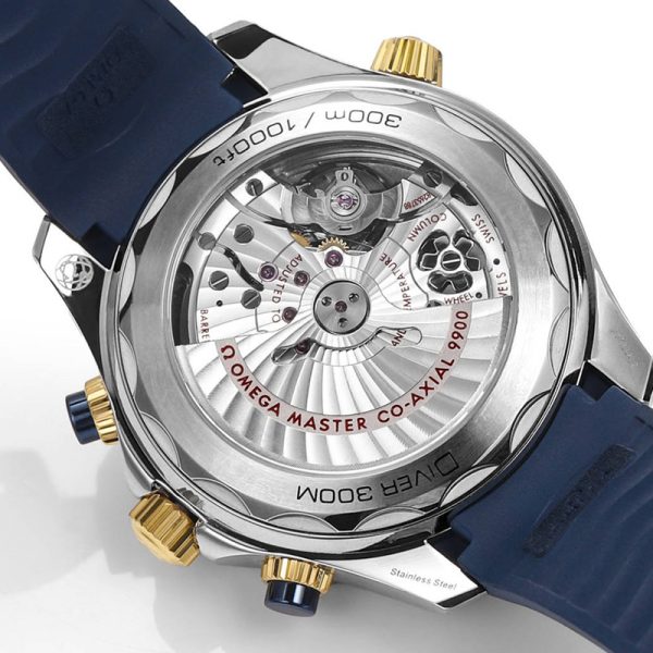 Omega Seamaster Diver 300m Clone Watch with Blue Dial and Gold Accents 44mm (Copy)