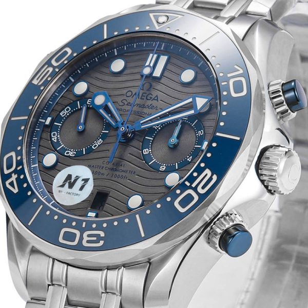 Omega Seamaster Diver 300m Clone Watch with Blue Dial and Rubber Strap 44mm (Copy)