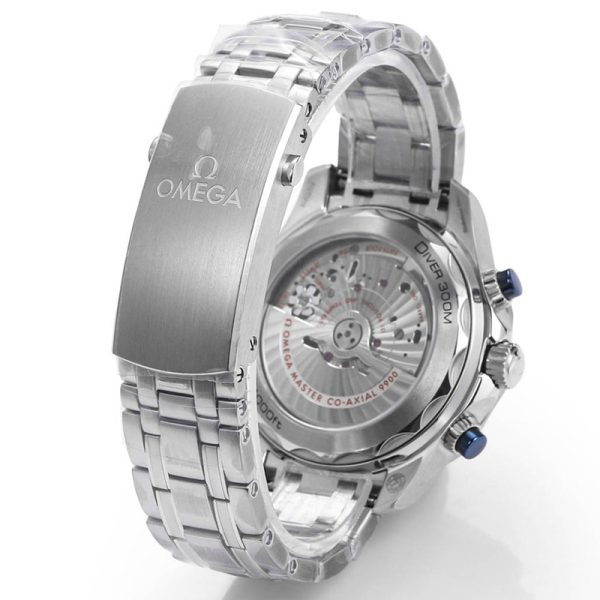 Omega Seamaster Diver 300m Clone Watch with Blue Dial and Rubber Strap 44mm (Copy)