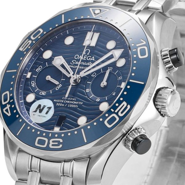 Omega Seamaster Diver 300m Clone Watch with Rubber Strap and Chronograph 44mm (Copy)