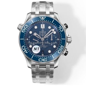Seamaster Diver 300M Chronograph Blue Steel Clone with Swiss Movement