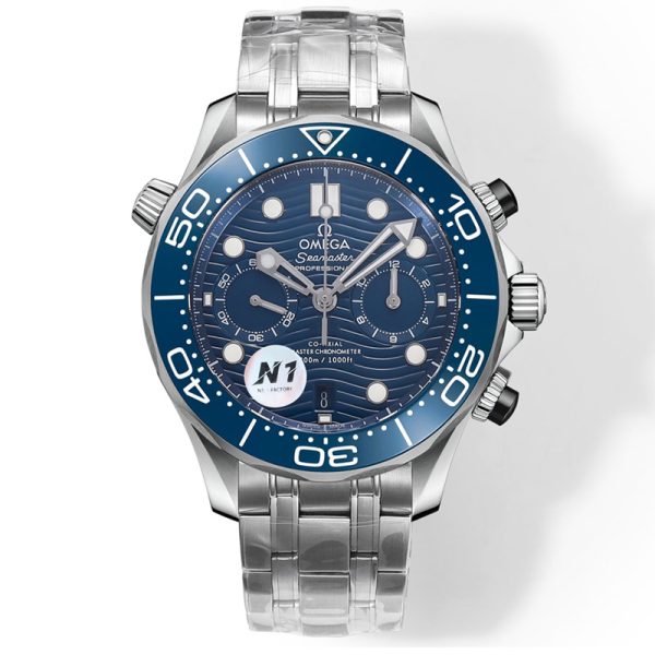 Seamaster Diver 300M Chronograph Blue Steel Clone with Swiss Movement
