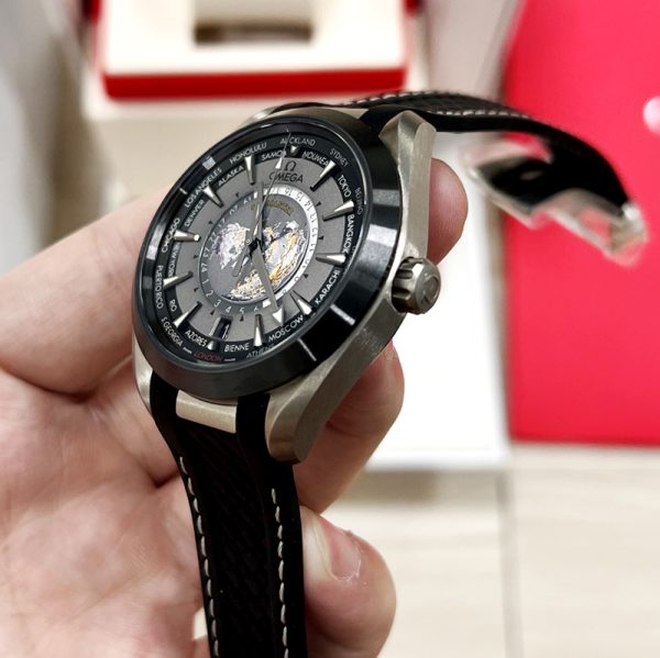 Omega Seamaster Worldtimer Clone with Black Dial and Rubber Strap 43MM (Copy)