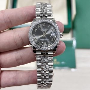Rolex Datejust Clone with Diamond Bezel and Roman Numerals