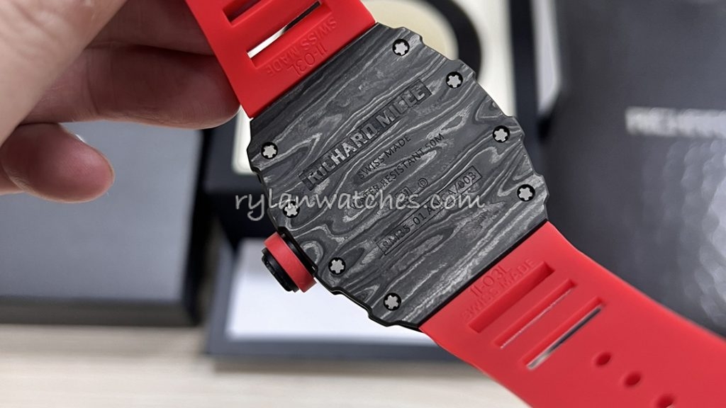 Richard Mille RM35-01 clone vs authentic carbon case comparison