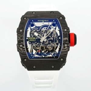 Richard Mille RM 35-02 RAFA Black Case White Strap Clone with skeleton dial