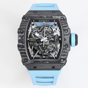 Richard Mille RM 35-02 RAFA Black Case Blue Strap Clone skeleton watch