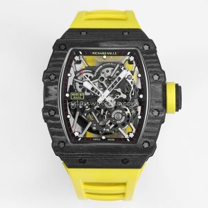 Richard Mille RM 35-02 RAFA Black Case Yellow Strap Clone skeleton watch