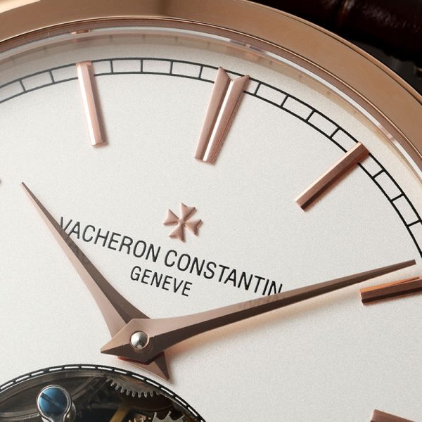 Vacheron Constantin Traditionnelle Tourbillon Silver Dial Rose Gold Numerals Brown Strap Clone 41mm (Copy)