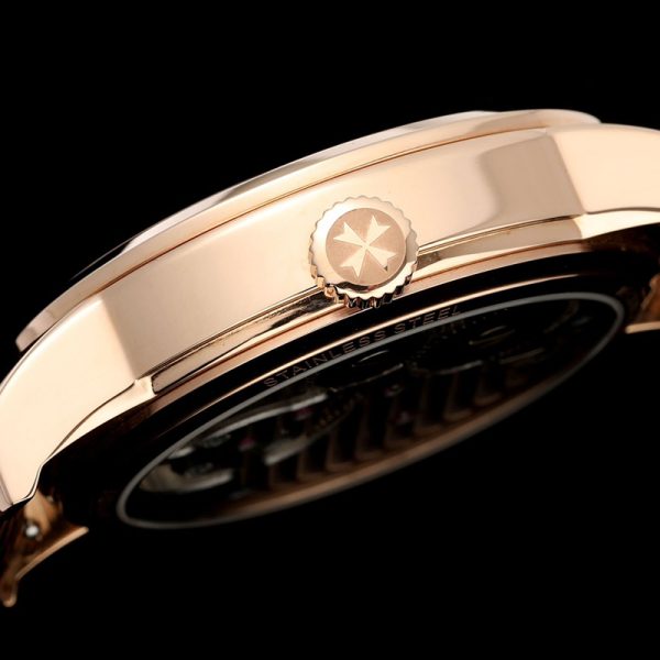 Vacheron Constantin Traditionnelle Tourbillon Silver Dial Rose Gold Numerals Brown Strap Clone 41mm (Copy)