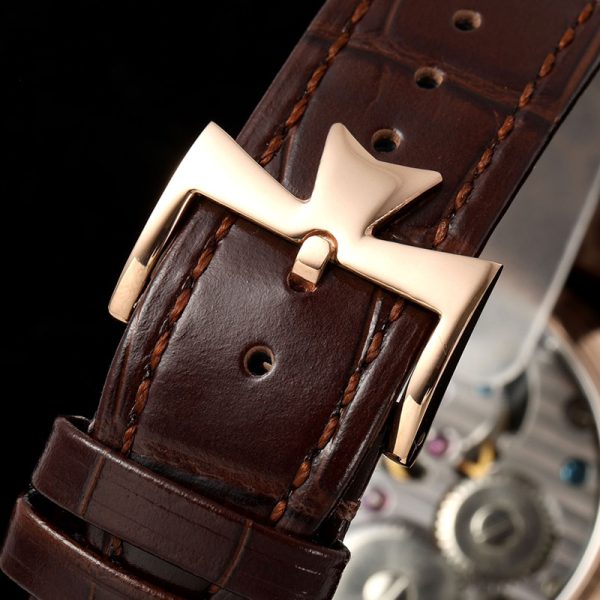 Vacheron Constantin Traditionnelle Tourbillon Rose Gold Case Brown Strap Clone 41mm (Copy)