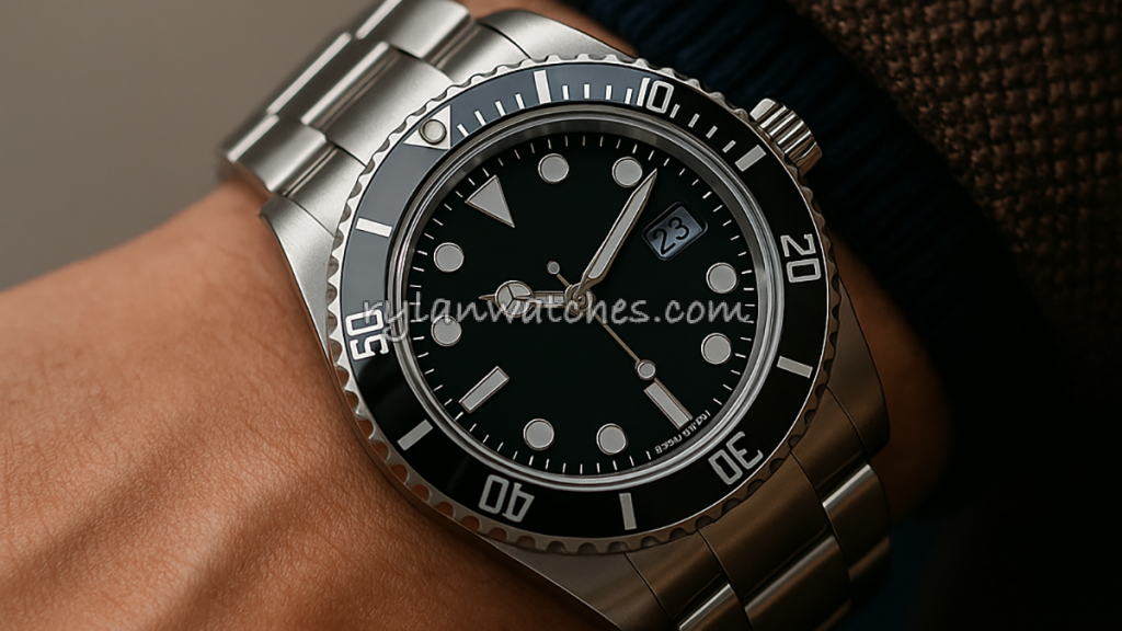 Collector wrist shot featuring 1:1 super clone watch in 2025 style design