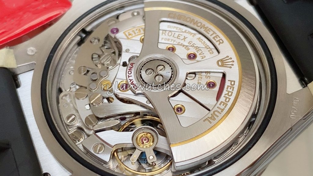 Close-up of 1:1 super clone movement with engraved rotor