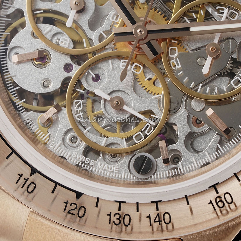 Rolex Daytona Skeleton ADG Rose Gold Bezel Clone 40mm