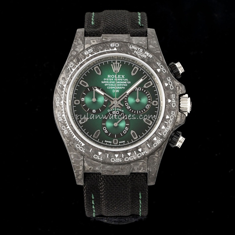 Rolex Daytona DiW Carbon Fiber Green Dial Clone 4130