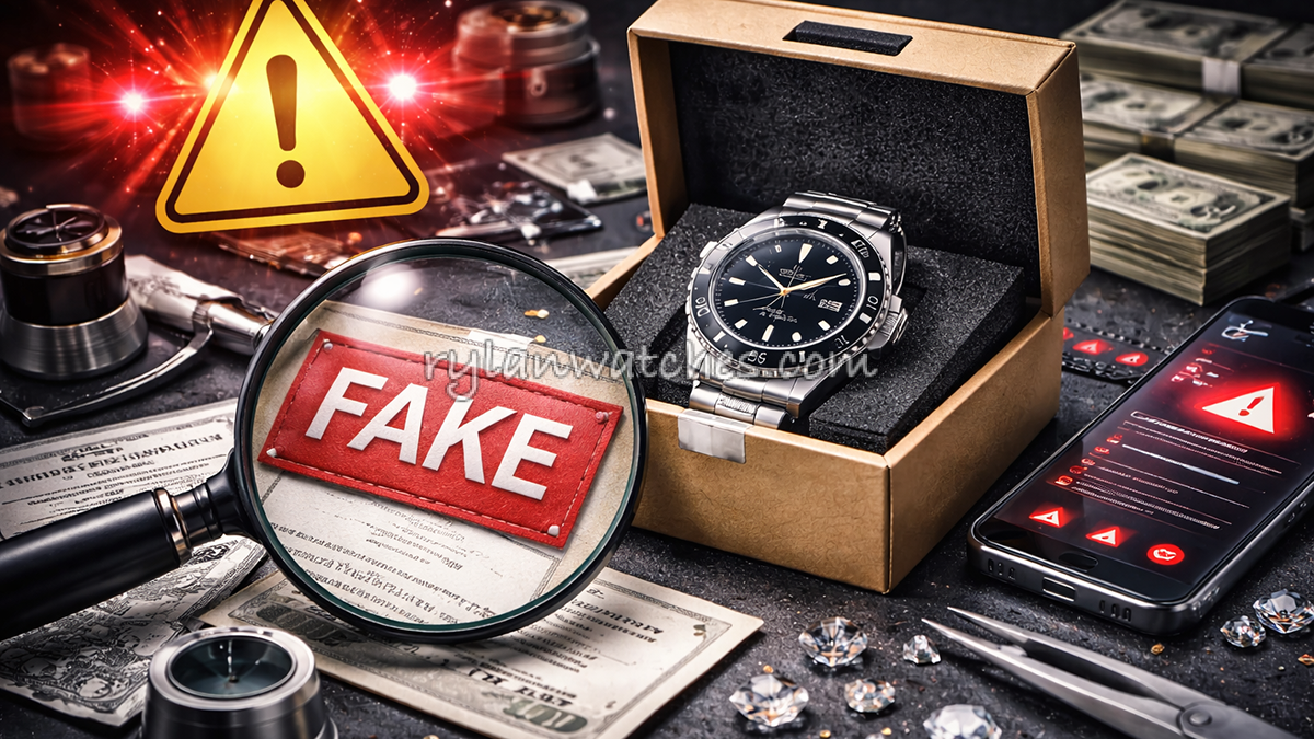replica watch scams warning concept