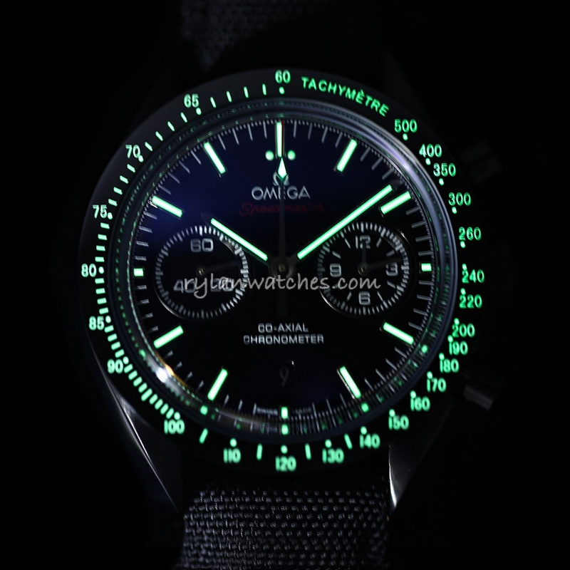 Omega Speedmaster modern black dial close up